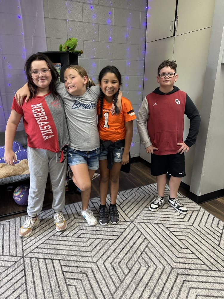students dressed in college gear 