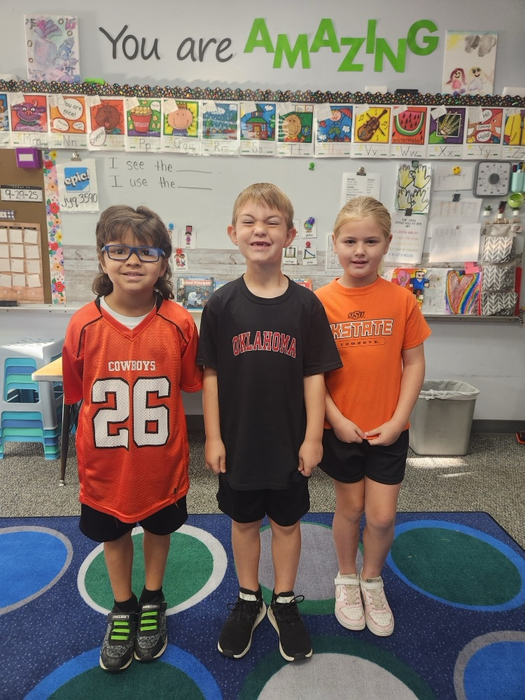 students dressed in college gear 