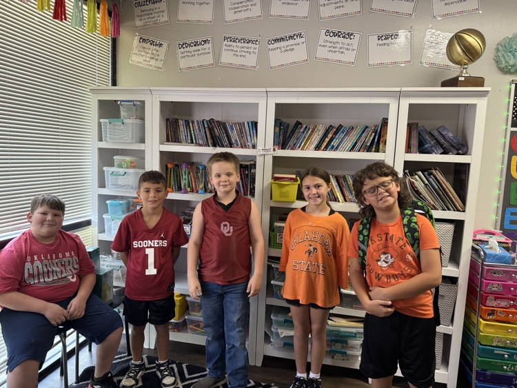 students dressed in college gear 