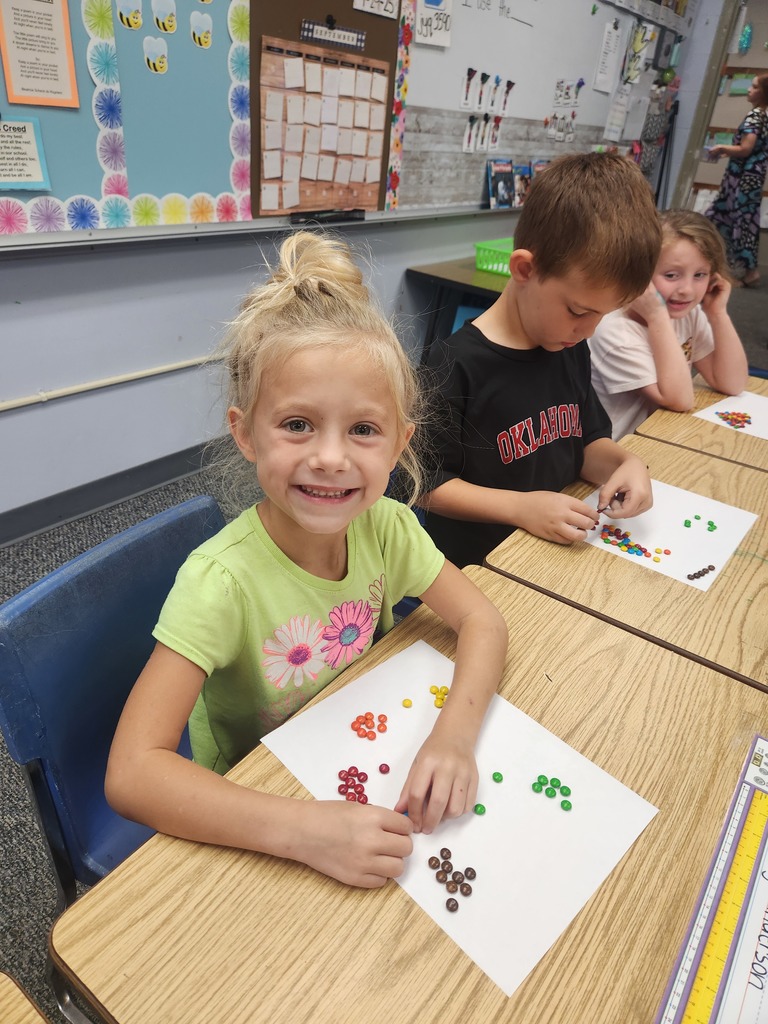 Student counting m&m's
