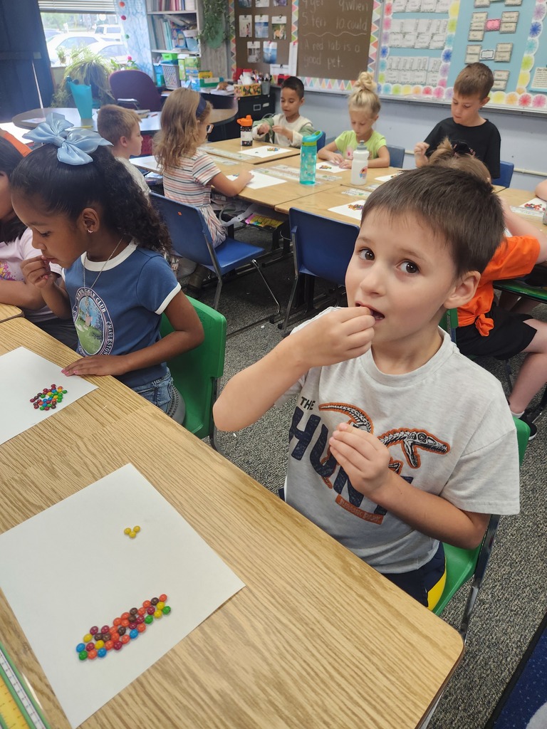 Student eating m&m's