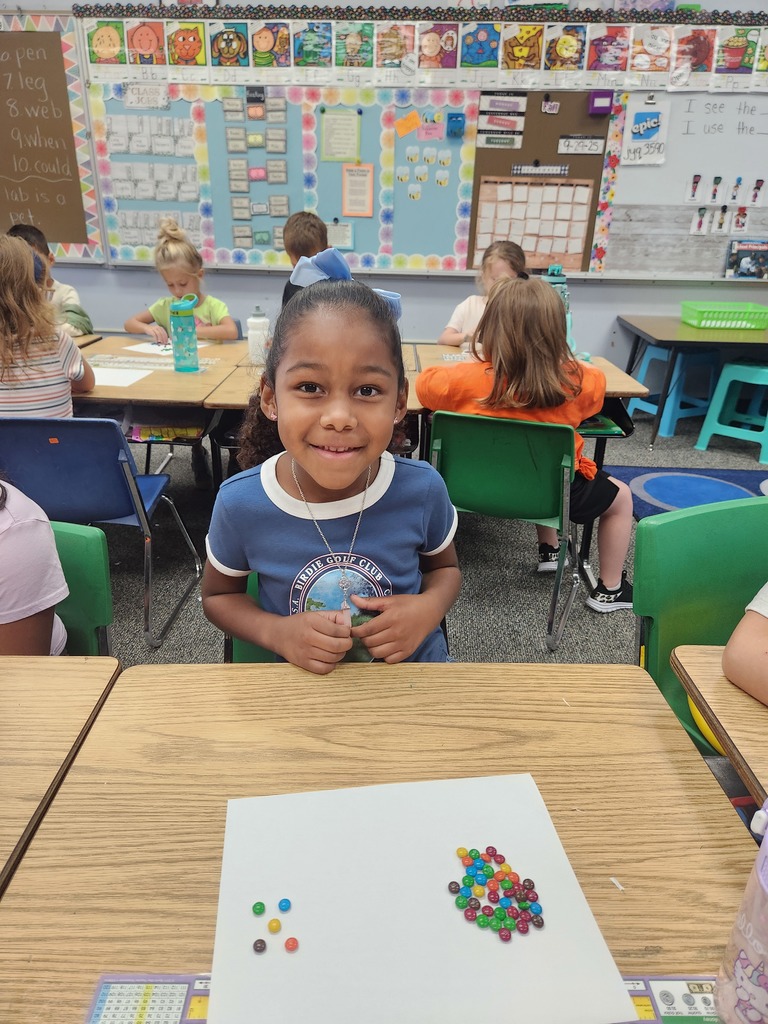 Student counting m&m's