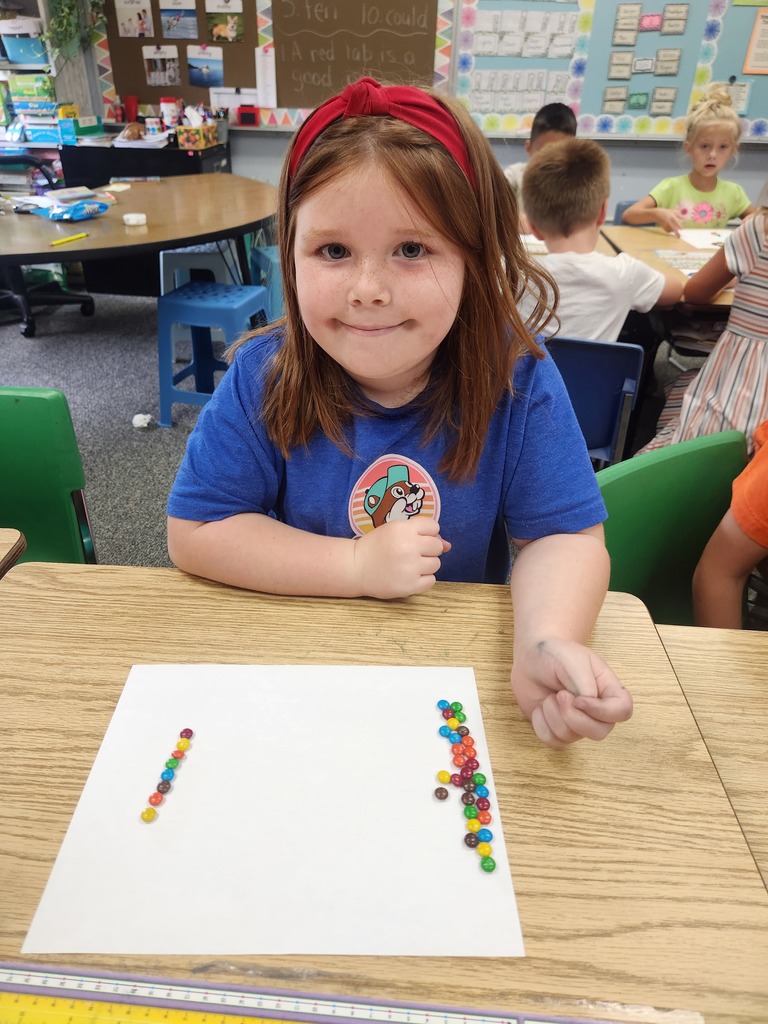 Student counting m&m's
