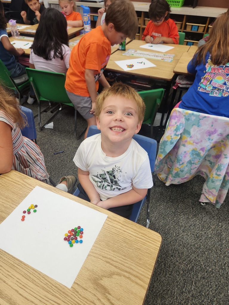 Student counting m&m's