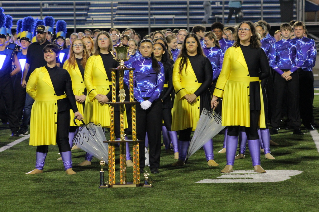 Zebra Band with their 1st place trophy at Stallion Battalion.