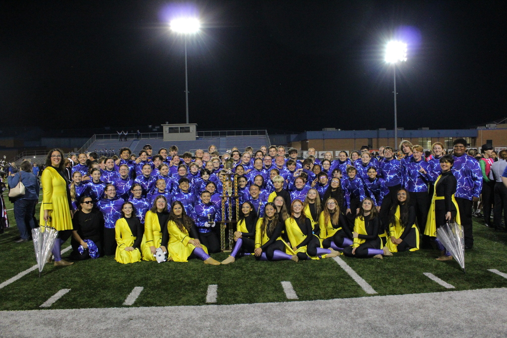 Zebra Band with their 1st place trophy at Stallion Battalion.