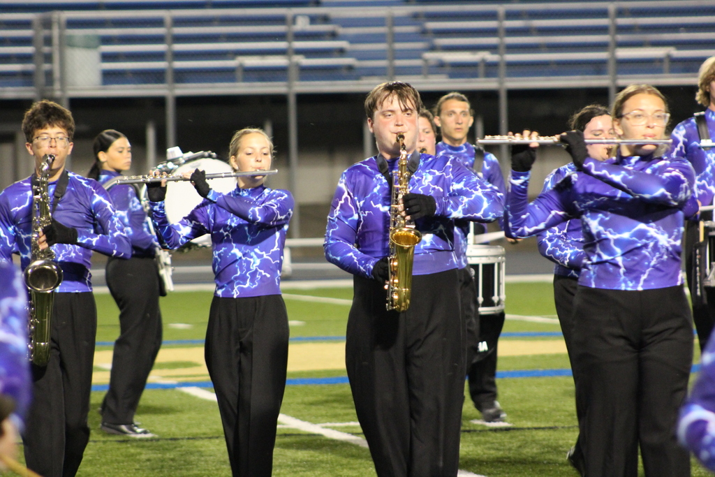 Zebra Band marching in their finals performance on Saturday
