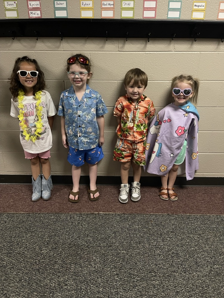 students dressed in Hawaiian gear