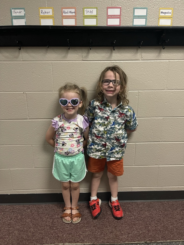 students dressed in Hawaiian gear