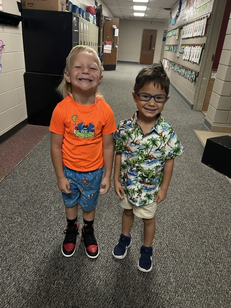 Students dressed in Hawaiian gear