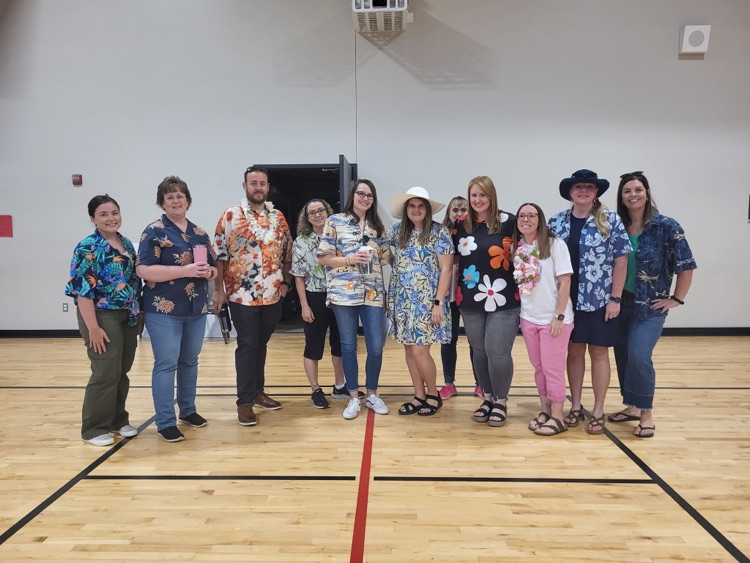 staff dressed in Hawaiian gear