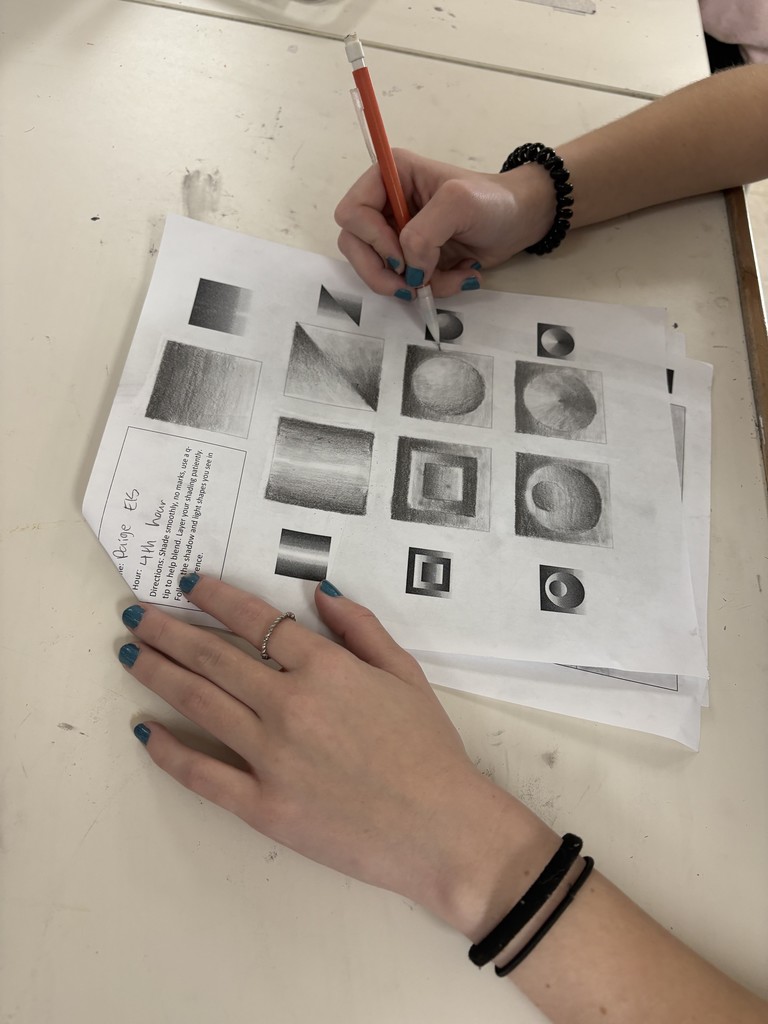 In Art I, our students are diving into value and shading techniques! Theyβve been exploring the importance of using a full value rangeβdarks, lights, and everything in betweenβto make their drawings look three-dimensional. ποΈ Through practice, theyβre sharpening their shading skills and developing craftsmanship that takes their artwork to the next level!