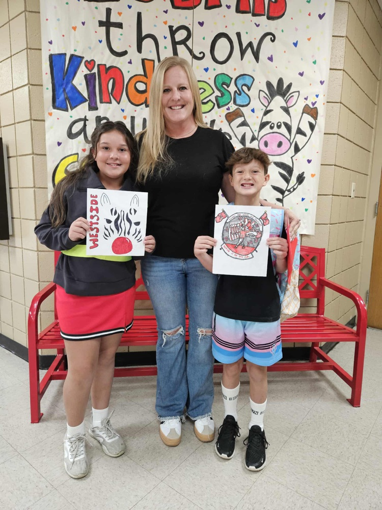 PTO woman with students that won shirt design