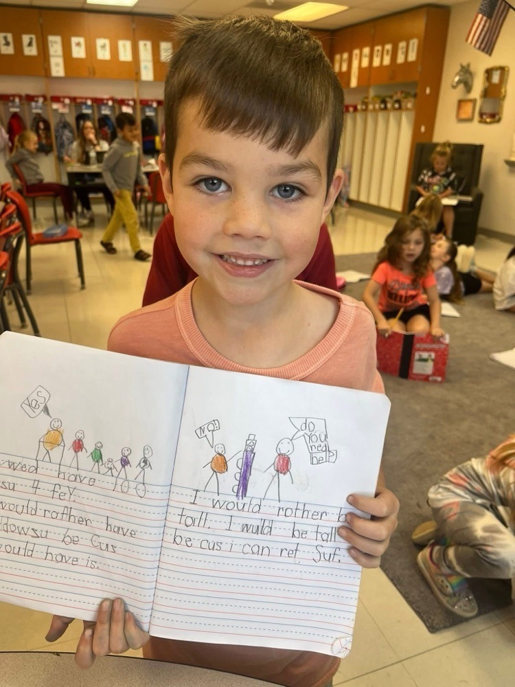 students with their work