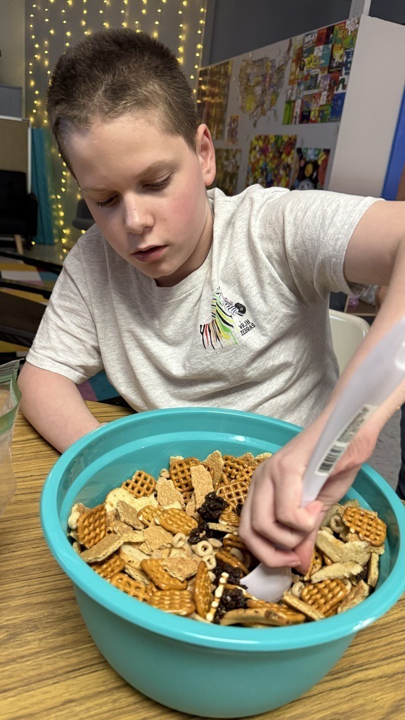 students making trail mix