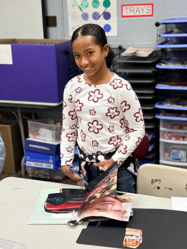 students working on their collages