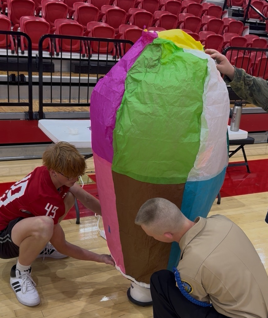 students with a hot air balloon