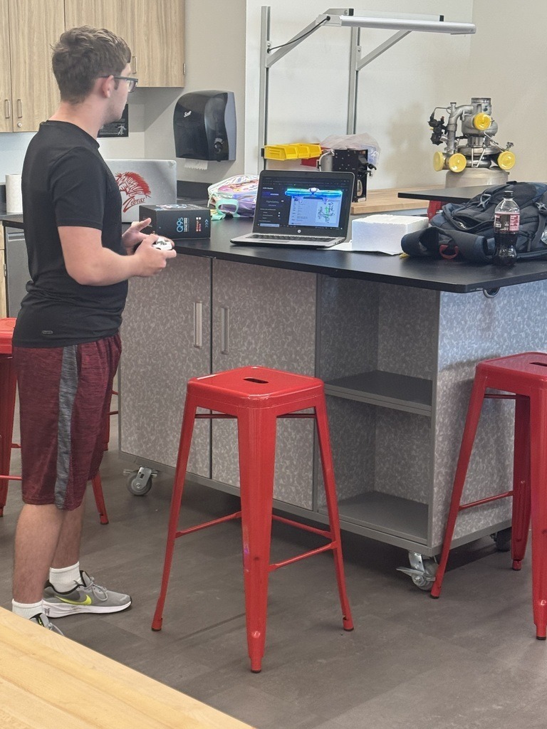 students learning drones