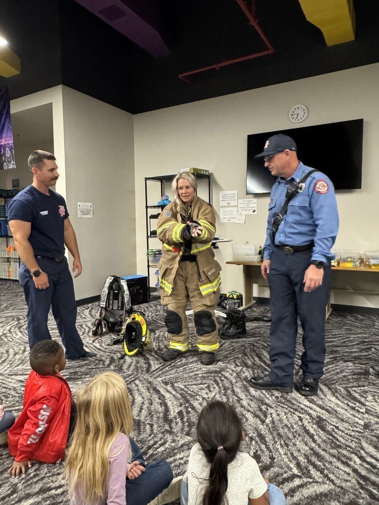 Students with Claremore Firefighters