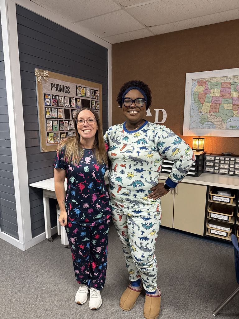 staff wearing pjs