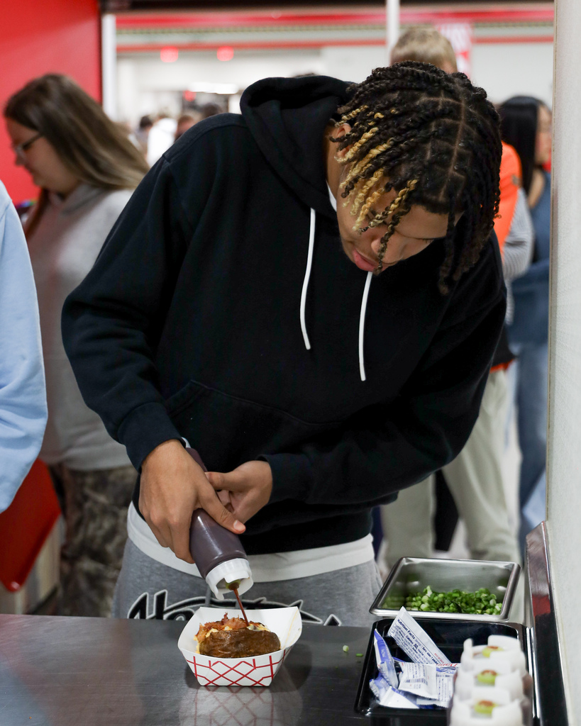 High school students with their baked potato