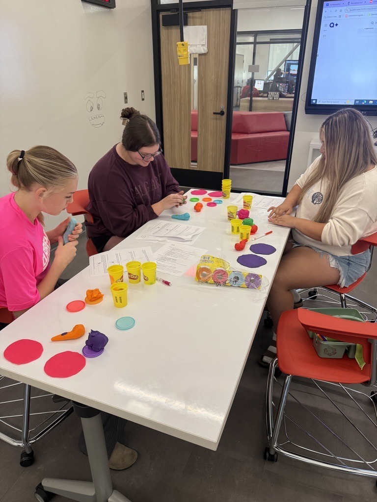 psychology students with playdogh
