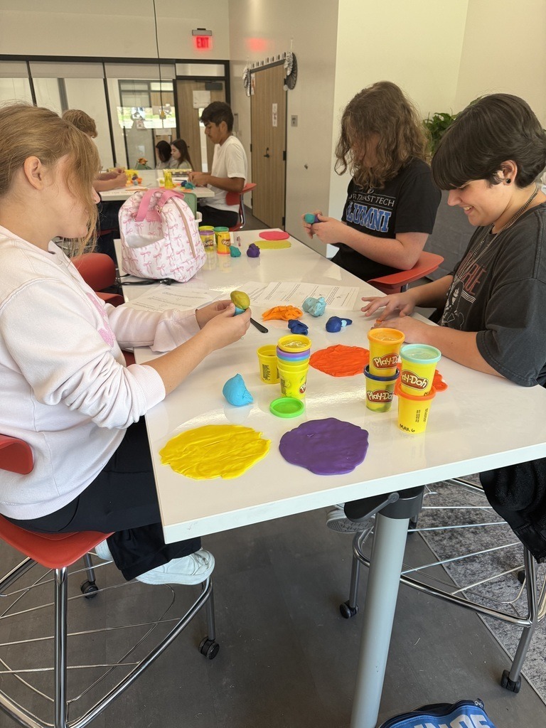 psychology students with playdogh