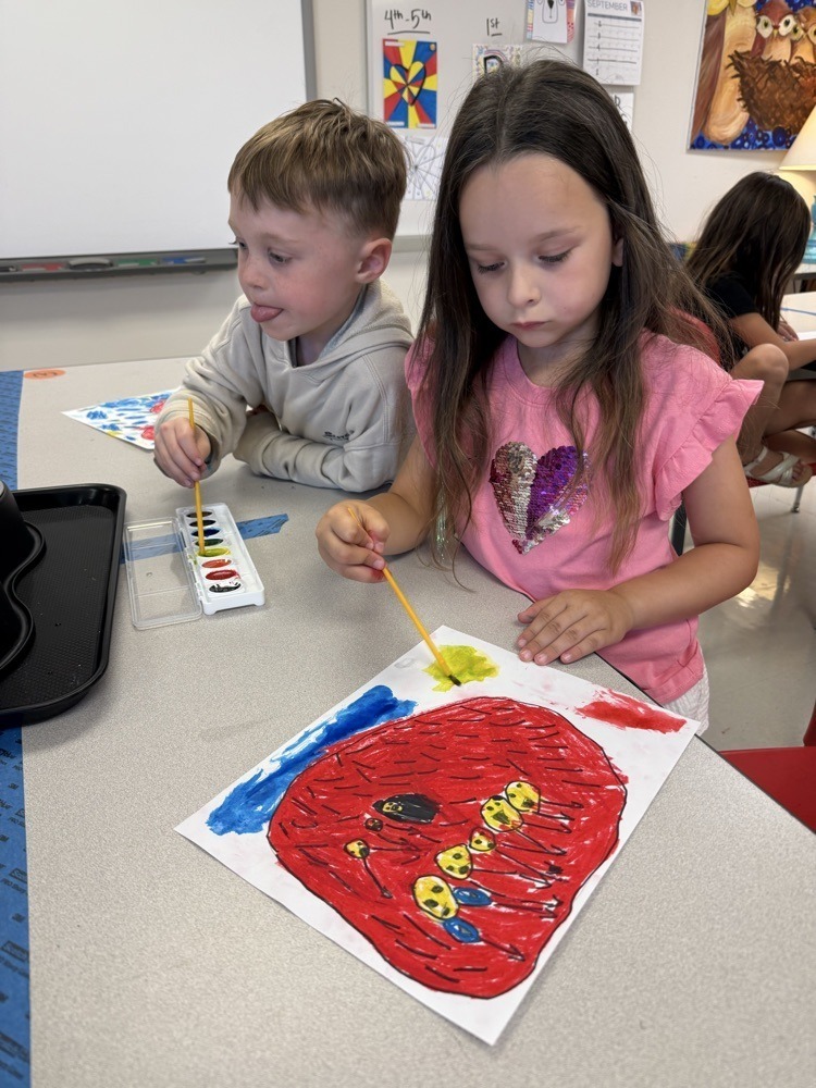 students working on art projects