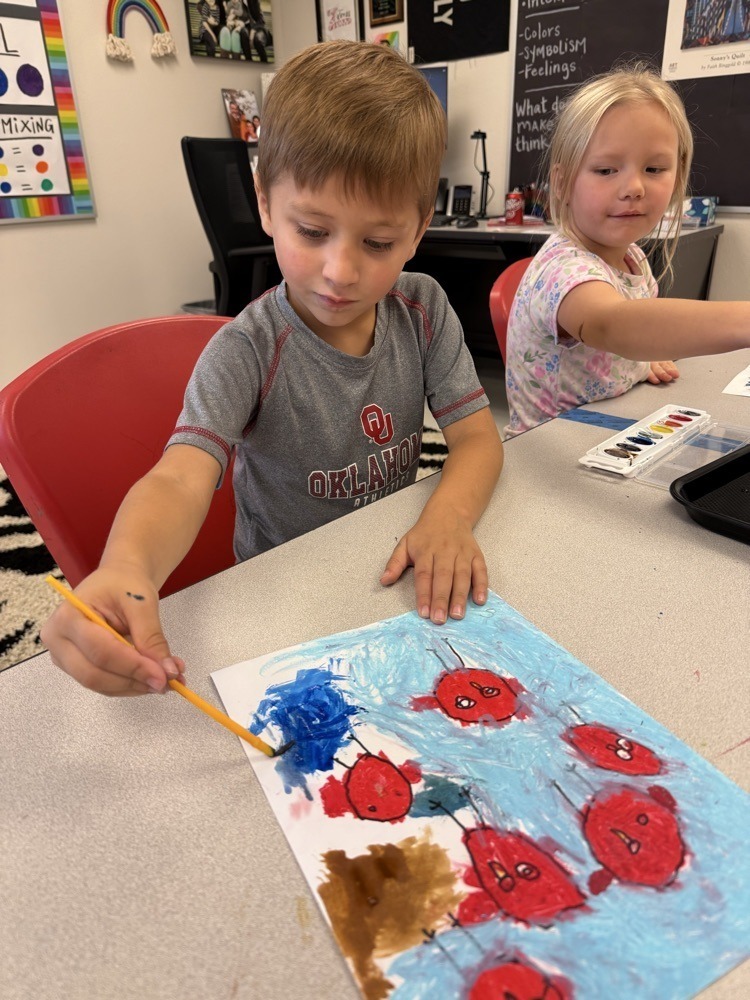 students working on art projects