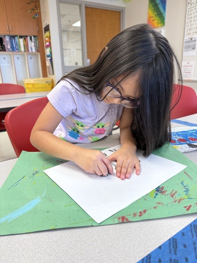 students working on art projects