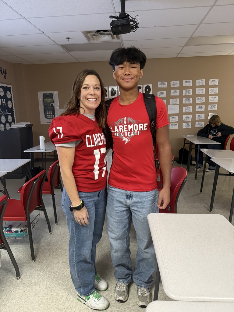One of the most valued traditions at Claremore High School is when our football players select a staff member who has made a meaningful impact on their lives to wear their jersey for the day. A couple of weeks ago, our teachers proudly wore their studentsβ jerseys to represent those meaningful connections. This special tradition is a reminder of the strong relationships built between our students and staffβboth on and off the field!