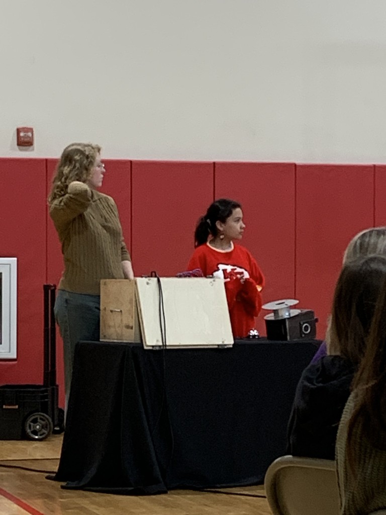 Student and Teacher in part of the play at Claremont.