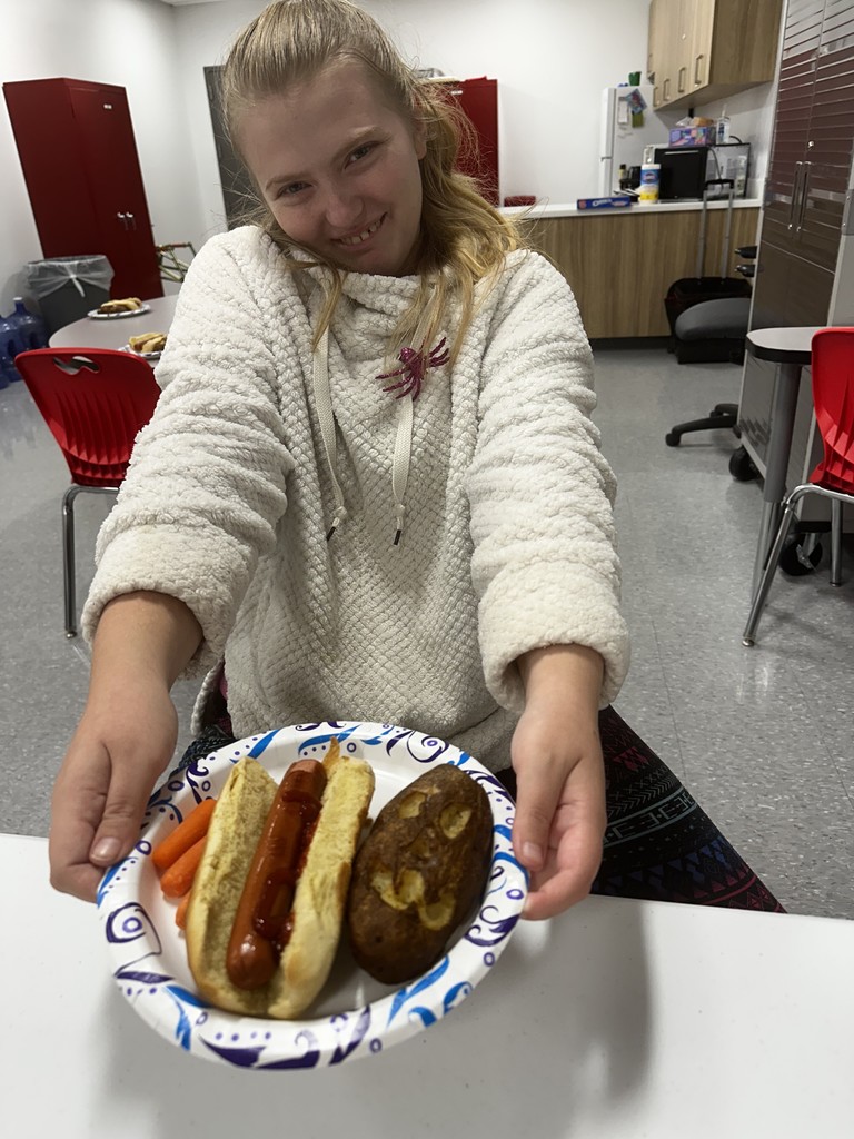 student with food