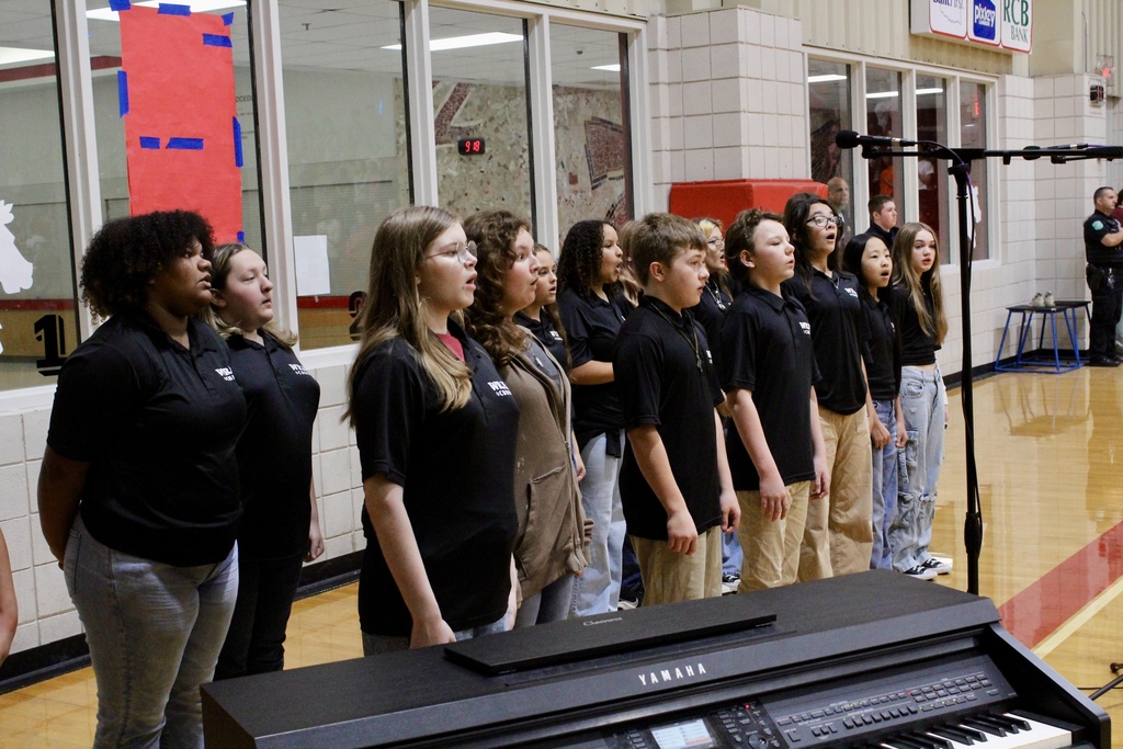WRJH Choir singing at the GE assembly