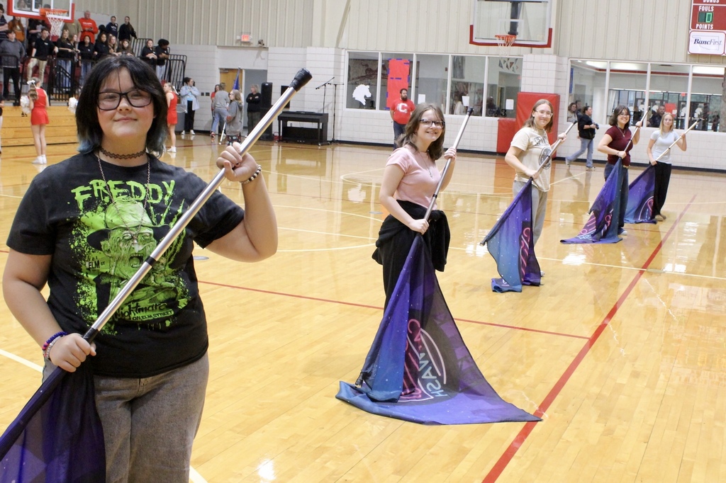 WRJH Color guard at a pep assembly