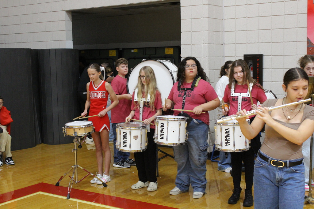 WRJH Drumline playing at the assembly 