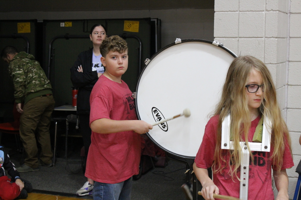 WRJH Drumline playing at the assembly