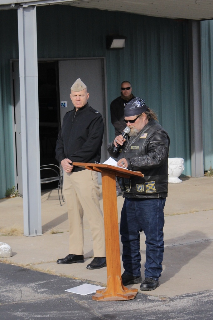 Veteran speaking at a veterans day event