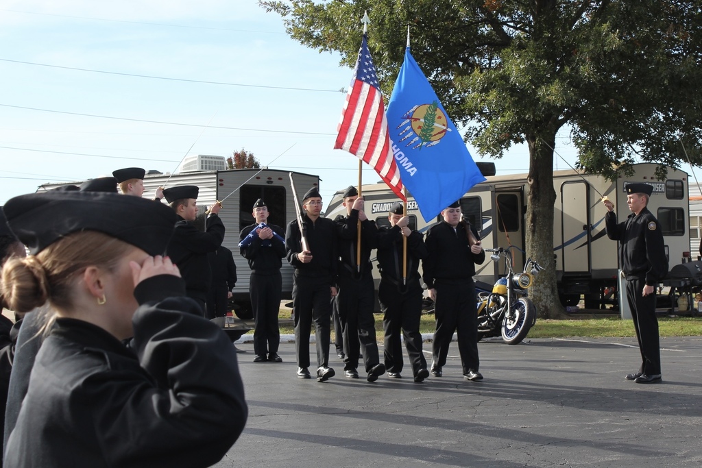 ROTC presenting flags at the American Legion flag retirement 