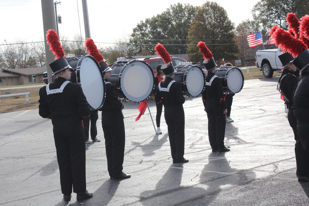 CHS Band bass drum players lined up ready to play