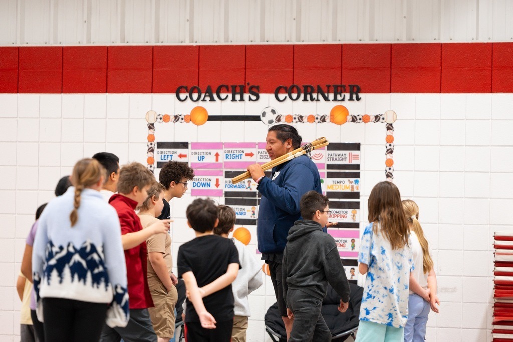 Students playing in the Cherokee Heritage Games at Roosa.