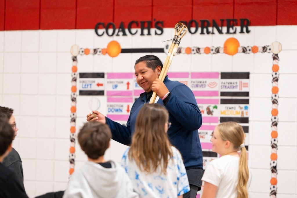 Students playing in the Cherokee Heritage Games at Roosa.