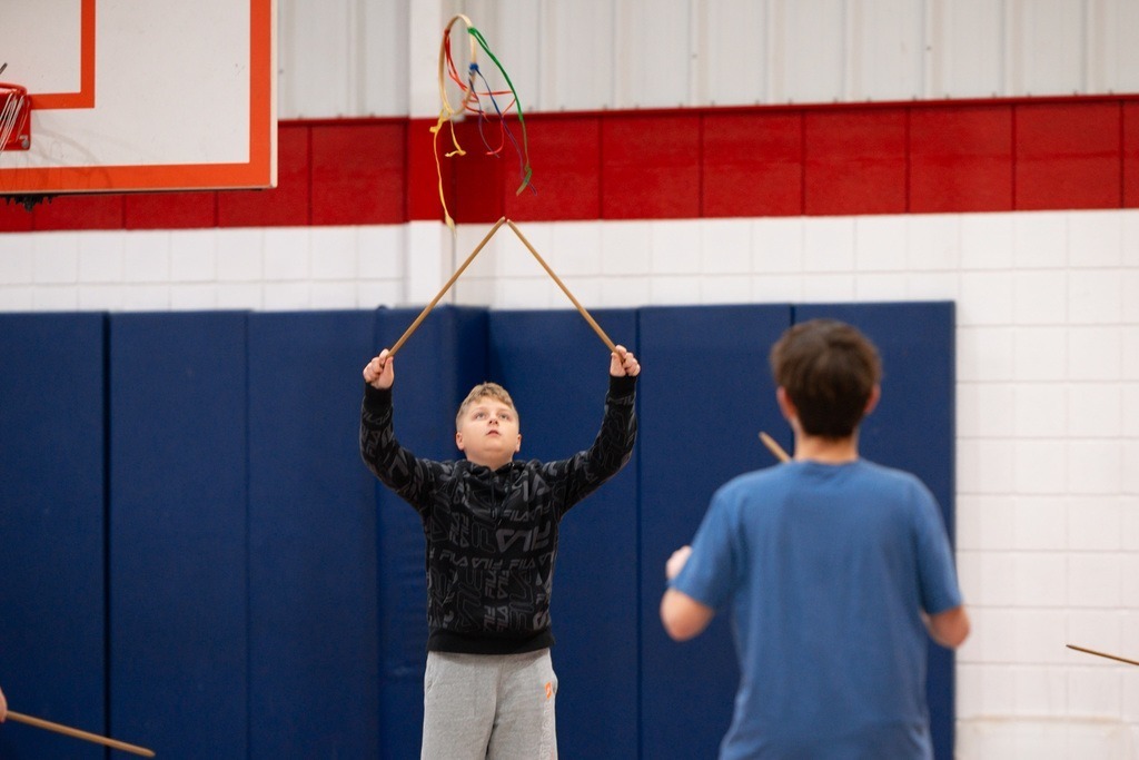 Students playing in the Cherokee Heritage Games at Roosa.
