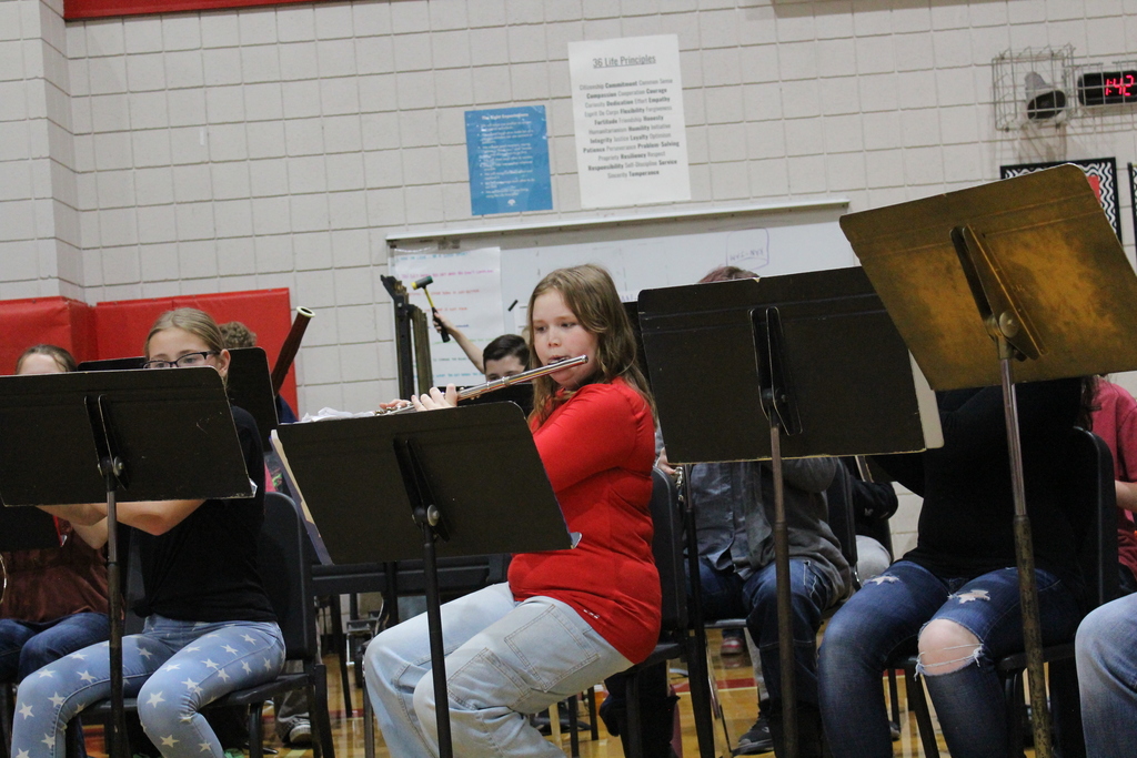 WRJH Band student playing on veterans day