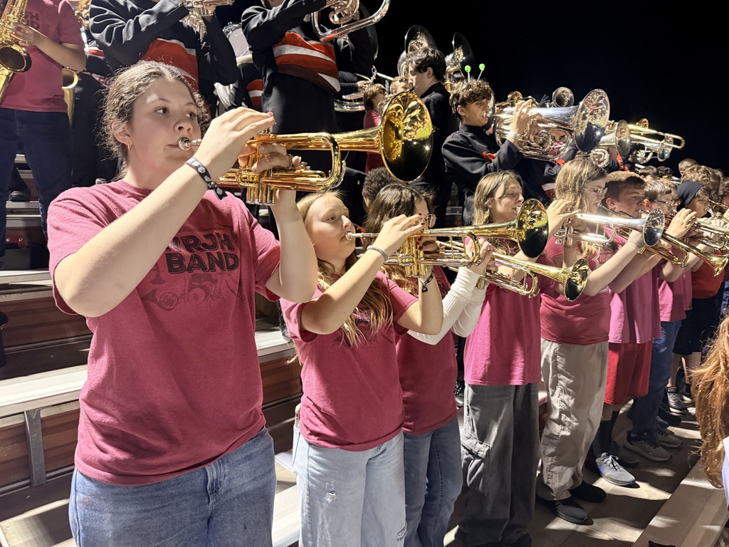 WRJH Brass playing with the high school band
