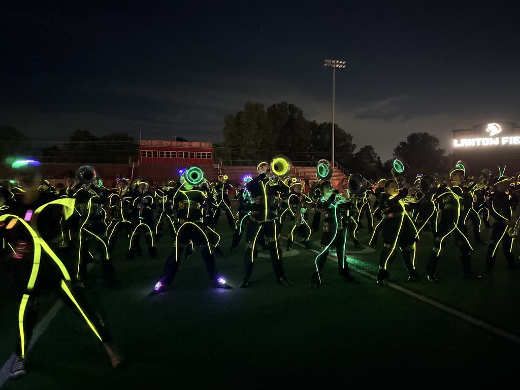 Claremore High School band with their glow show performance of Weather the Storm