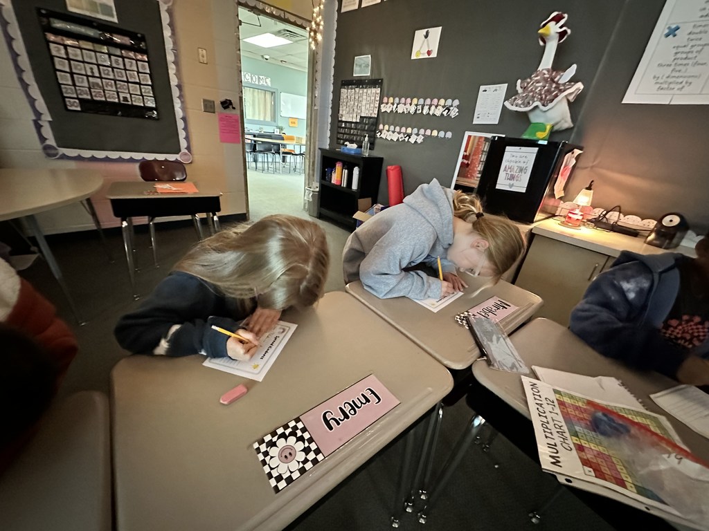 students writing cards
