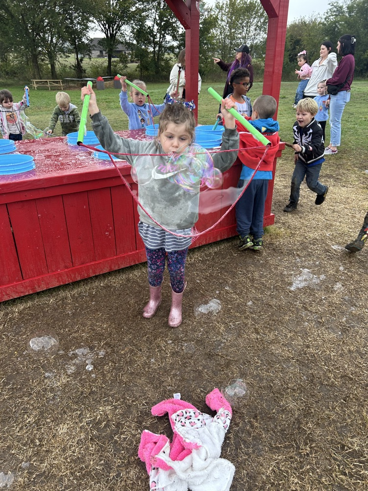 student with bubbles 
