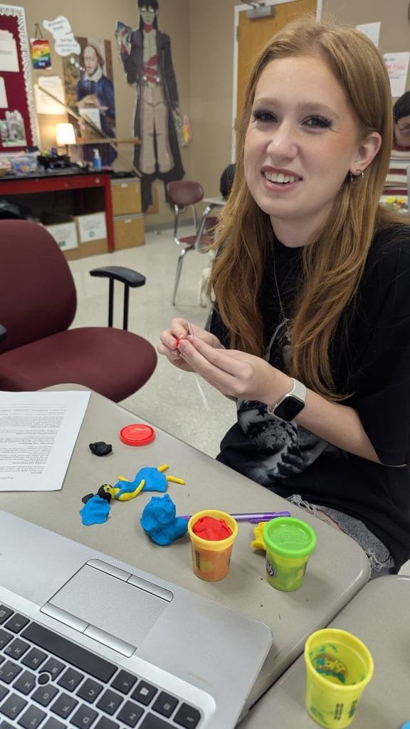 Our AP Literature seniors recently wrapped up their study of Mary Shelley's novel Frankenstein or The Modern Prometheus. To deepen their understanding of the novel, students engaged in a series of creative and analytical culminating activities, including sculpting original βcreaturesβ with Play-Doh, writing and performing dramatic skits, and leading a thoughtful Socratic Seminar that explored the complexities and nuances of the novel. Through these activities, students showcased their ability to interpret complex texts, bring key scenes to life, and engage in critical discussion of the novelβs Romantic and Gothic elements, intertextual influences, and Shelleyβs craft as an author. The students' work reflects both impressive creativity and strong literary insight and provided a fun and engaging capstone for the unit of study.