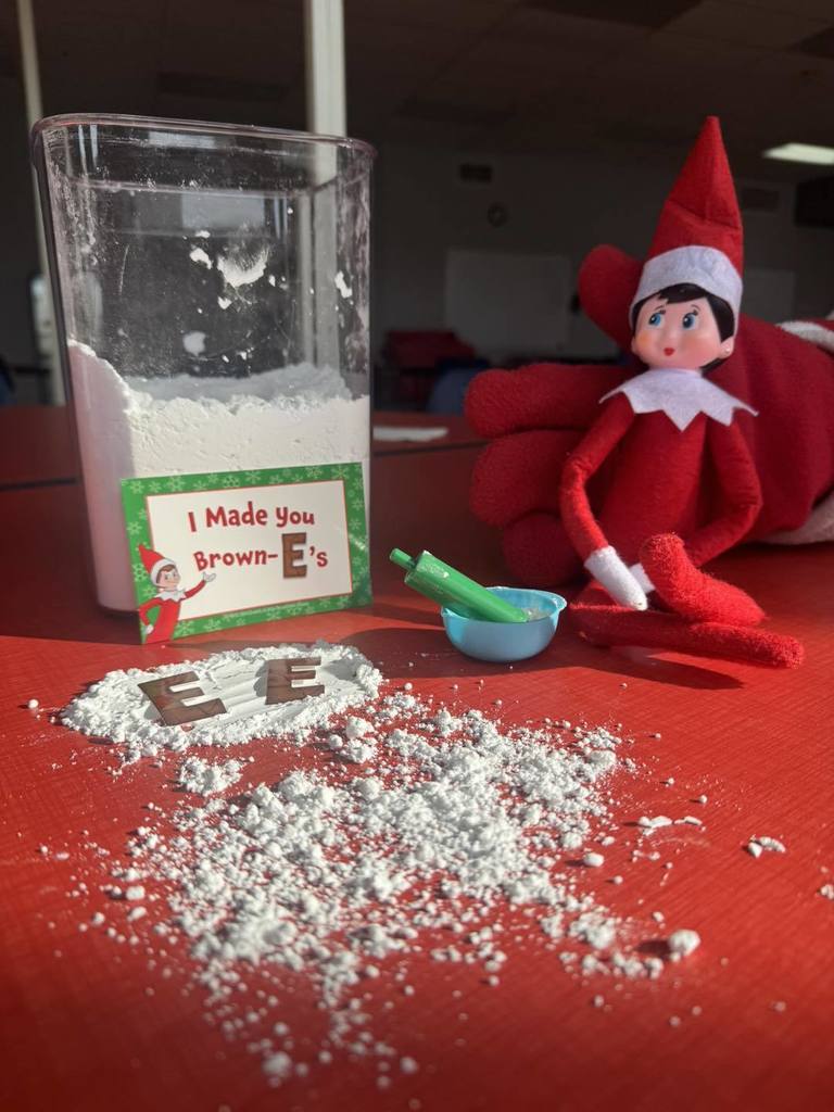 elf on the shelf with flour